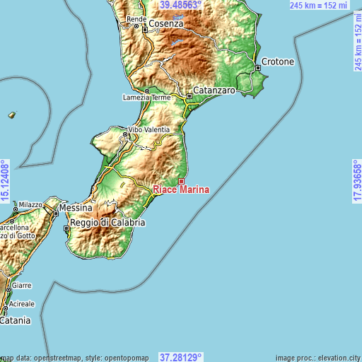 Topographic map of Riace Marina