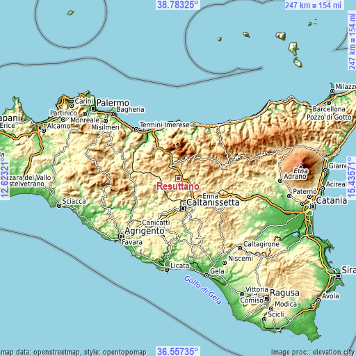 Topographic map of Resuttano