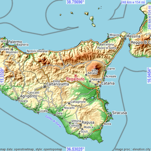Topographic map of Regalbuto