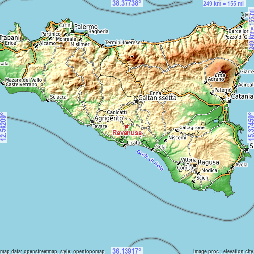 Topographic map of Ravanusa