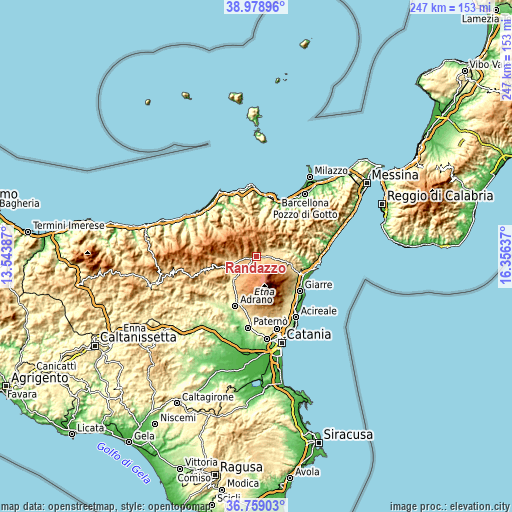 Topographic map of Randazzo