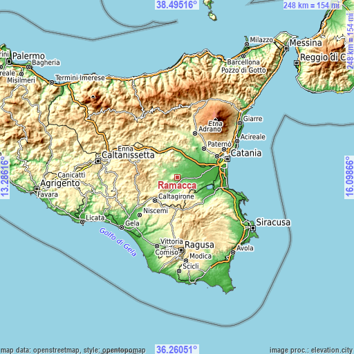 Topographic map of Ramacca