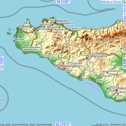 Topographic map of Raffadali