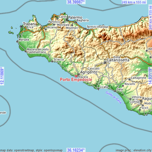 Topographic map of Porto Empedocle