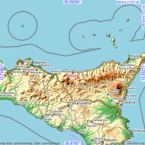 Topographic map of Pollina