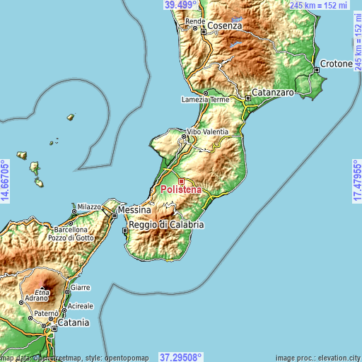 Topographic map of Polistena