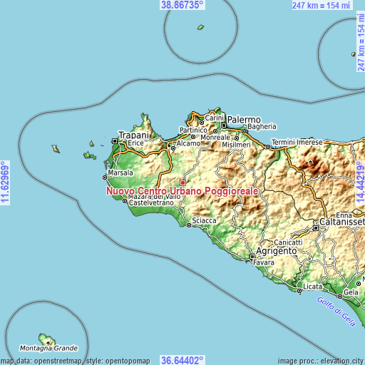 Topographic map of Nuovo Centro Urbano Poggioreale