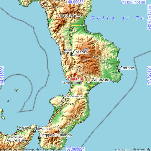 Topographic map of Platania
