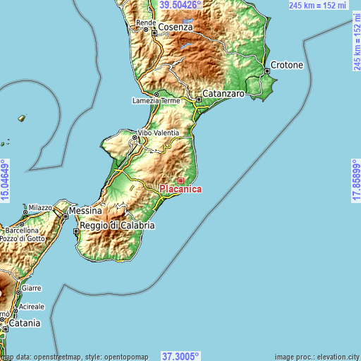 Topographic map of Placanica