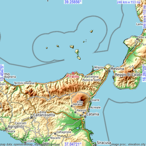 Topographic map of Piraino