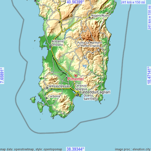 Topographic map of Pimentel