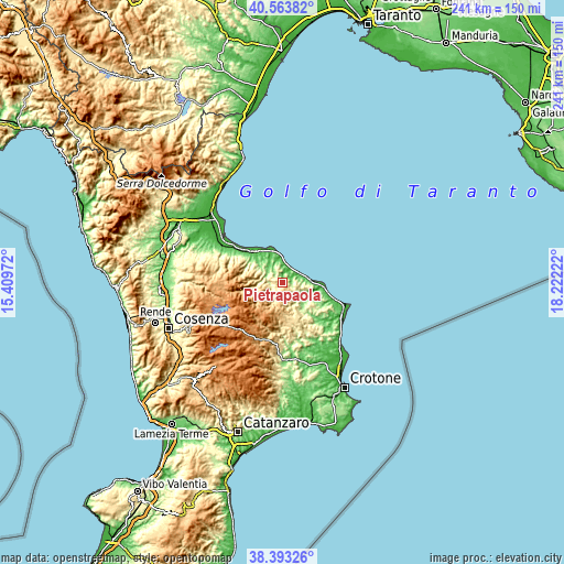 Topographic map of Pietrapaola