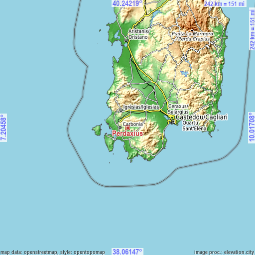 Topographic map of Perdaxius