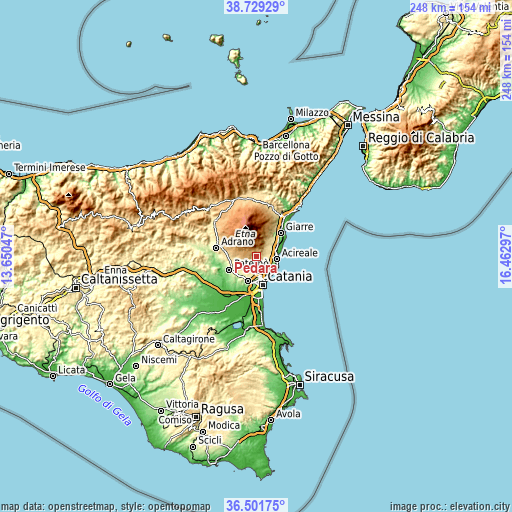 Topographic map of Pedara