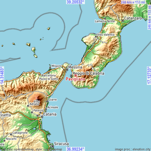 Topographic map of Pavigliana