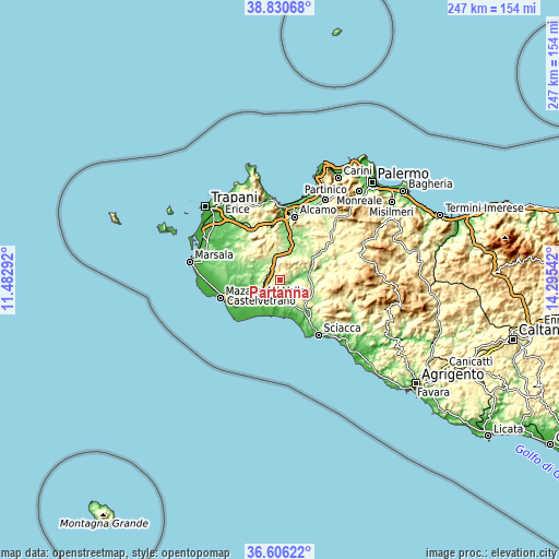 Topographic map of Partanna