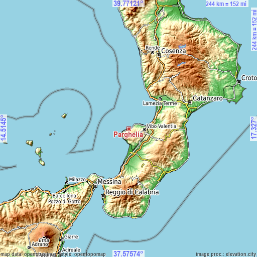 Topographic map of Parghelia