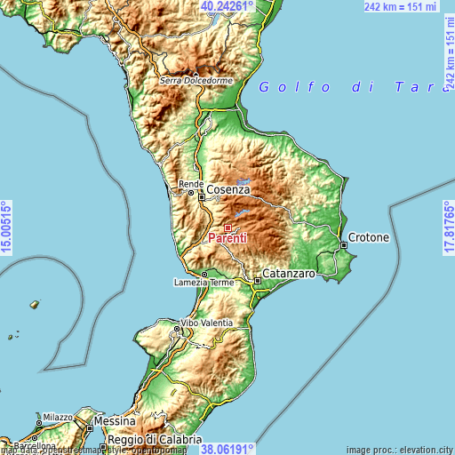 Topographic map of Parenti