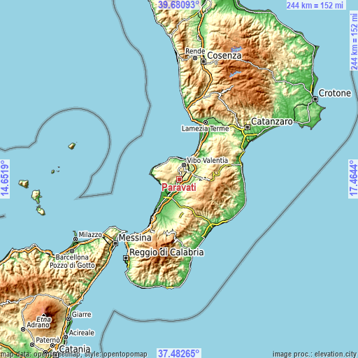 Topographic map of Paravati