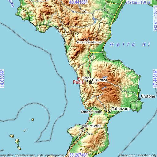 Topographic map of Paola