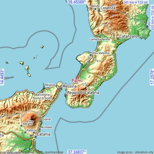 Topographic map of Palmi