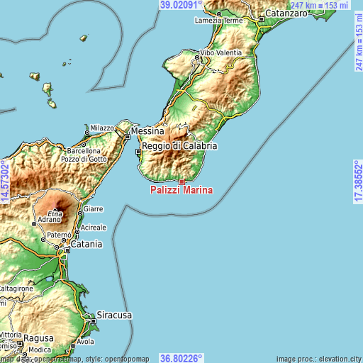 Topographic map of Palizzi Marina