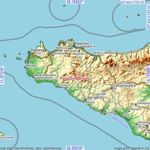 Topographic map of Palazzo Adriano