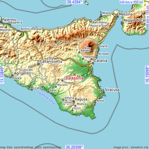 Topographic map of Palagonia