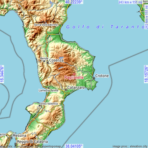Topographic map of Pagliarelle