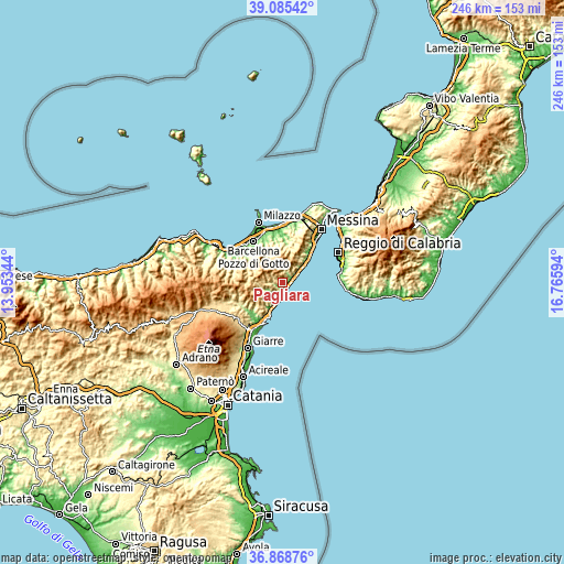 Topographic map of Pagliara