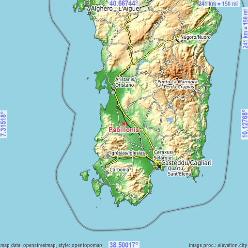 Topographic map of Pabillonis