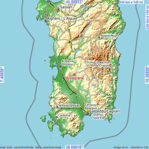 Topographic map of Albagiara