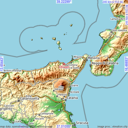 Topographic map of Oliveri