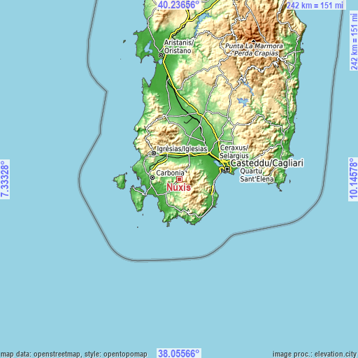 Topographic map of Nuxis