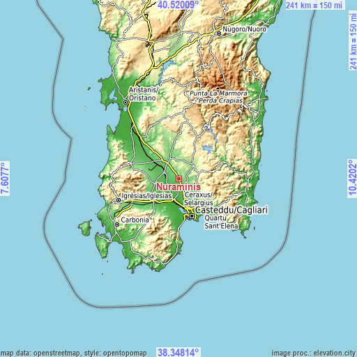 Topographic map of Nuraminis