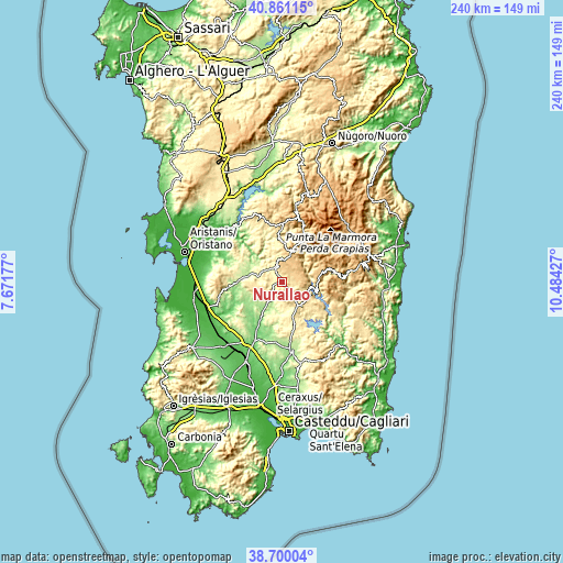 Topographic map of Nurallao