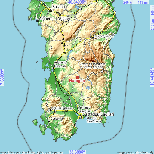 Topographic map of Nuragus