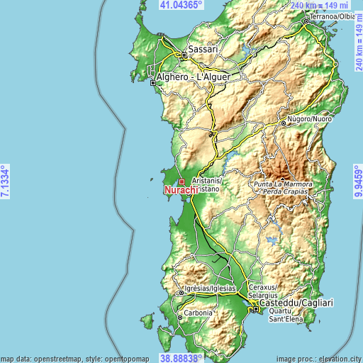 Topographic map of Nurachi