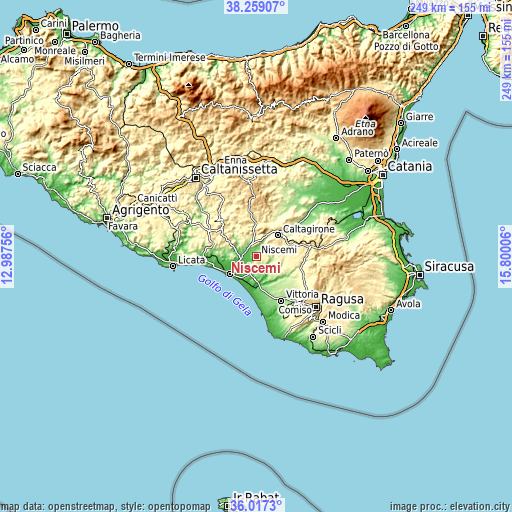 Topographic map of Niscemi