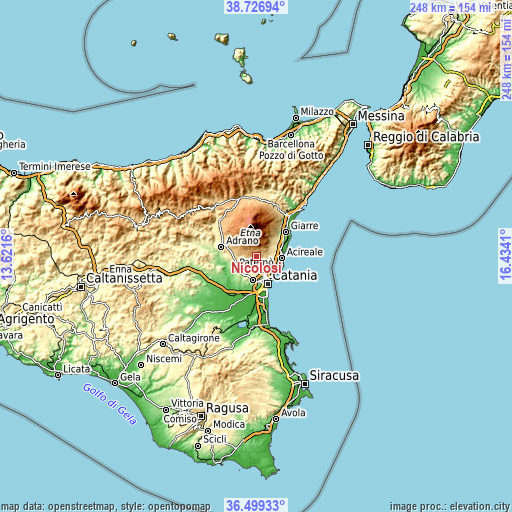 Topographic map of Nicolosi