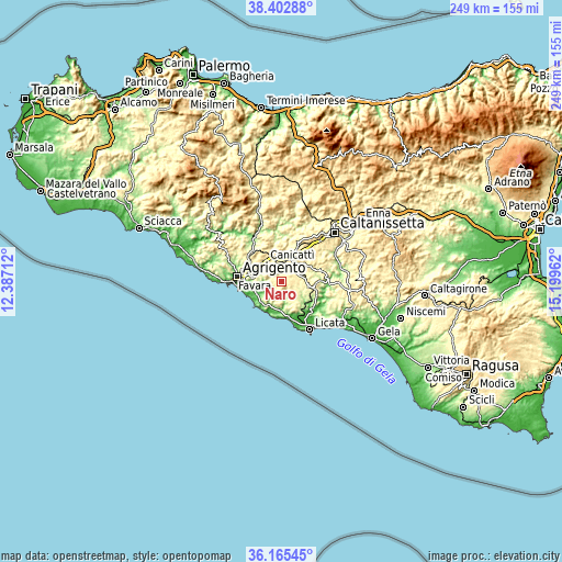 Topographic map of Naro