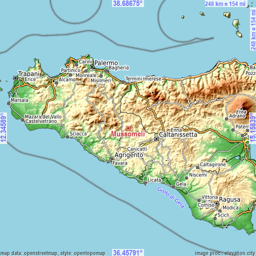 Topographic map of Mussomeli