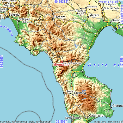 Topographic map of Mormanno