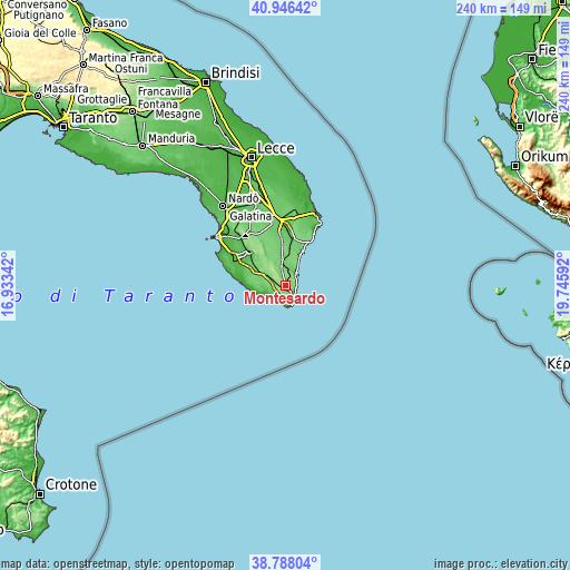 Topographic map of Montesardo