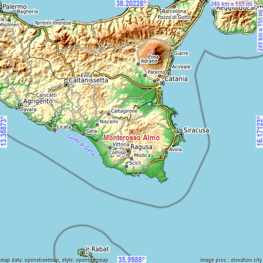 Topographic map of Monterosso Almo