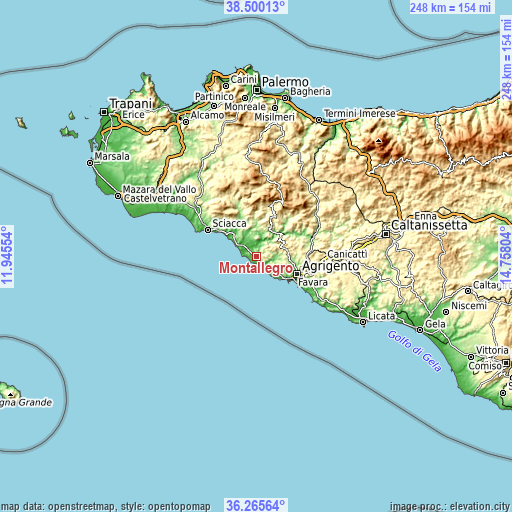 Topographic map of Montallegro