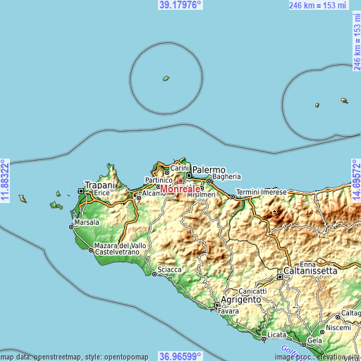 Topographic map of Monreale