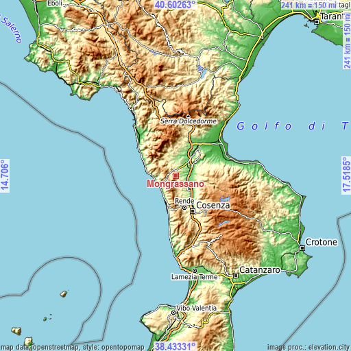 Topographic map of Mongrassano