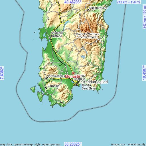 Topographic map of Monastir