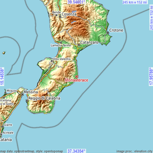 Topographic map of Monasterace